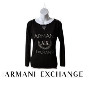 A|X ARMANI EXCHANGE | Long Sleeve Fishnet Shirt Top Moto Designer Neutral Goth